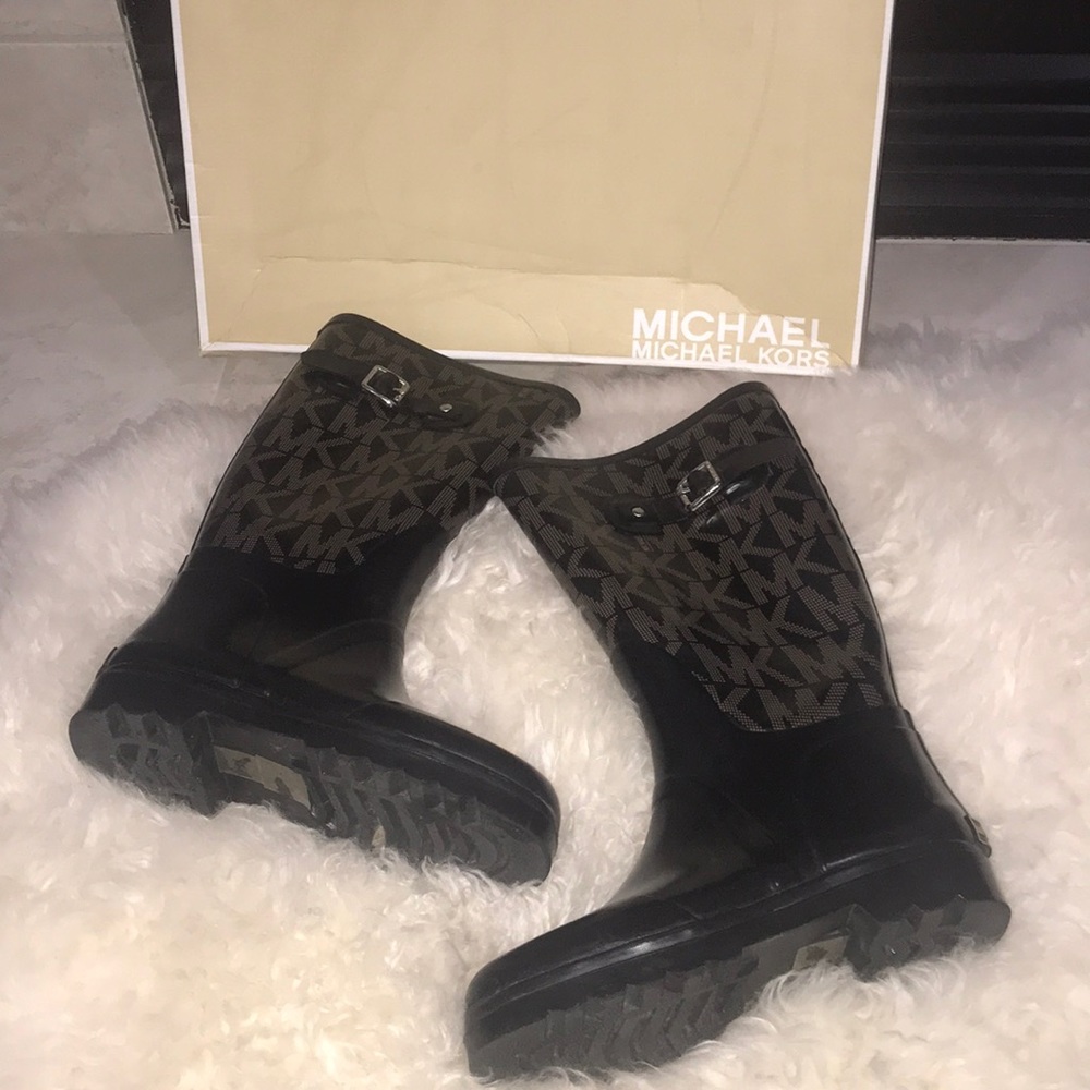 Michael Kors rain boots knee high rubber MK logo